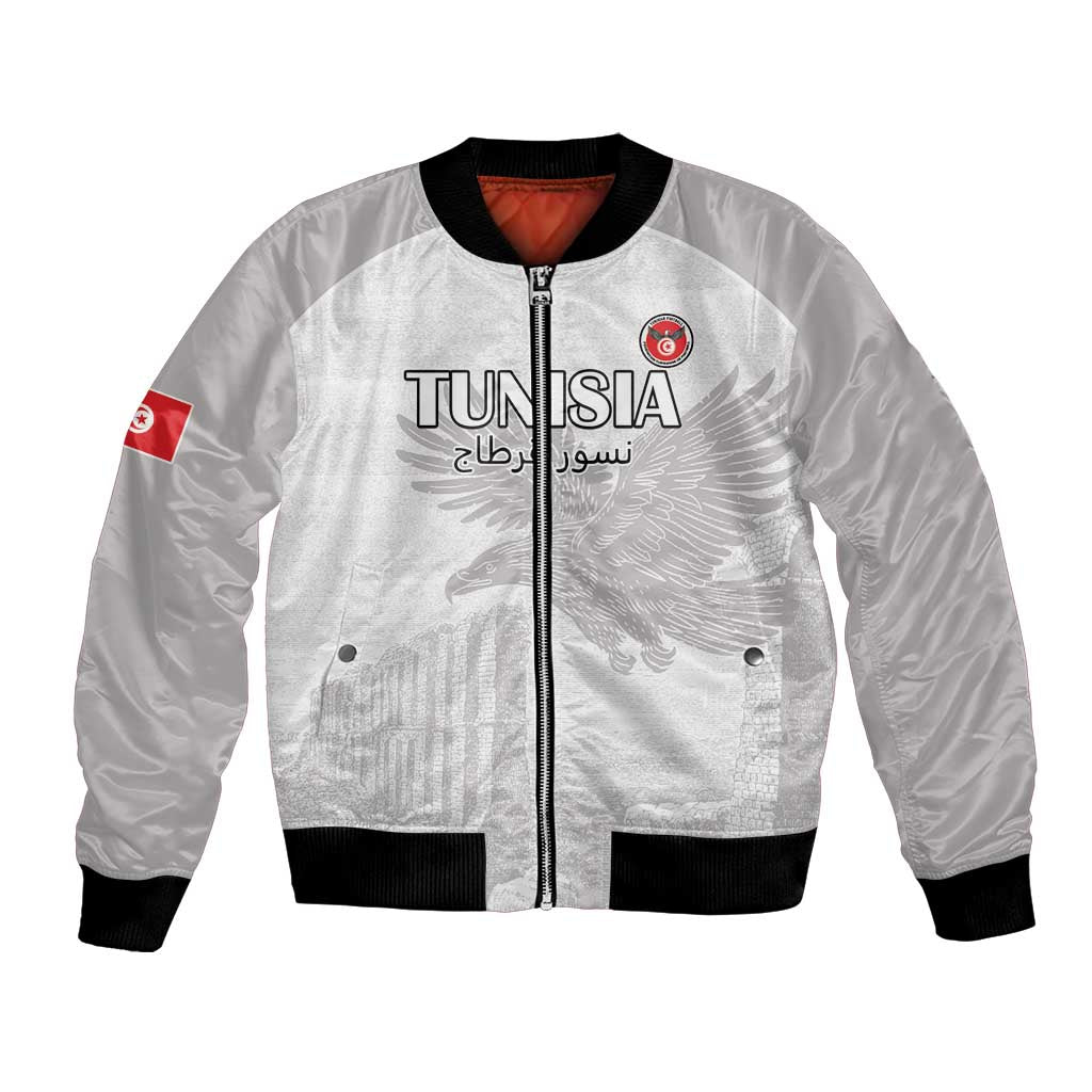 Custom Tunisia Football Bomber Jacket White Eagles of Carthage - Wonder Print Shop