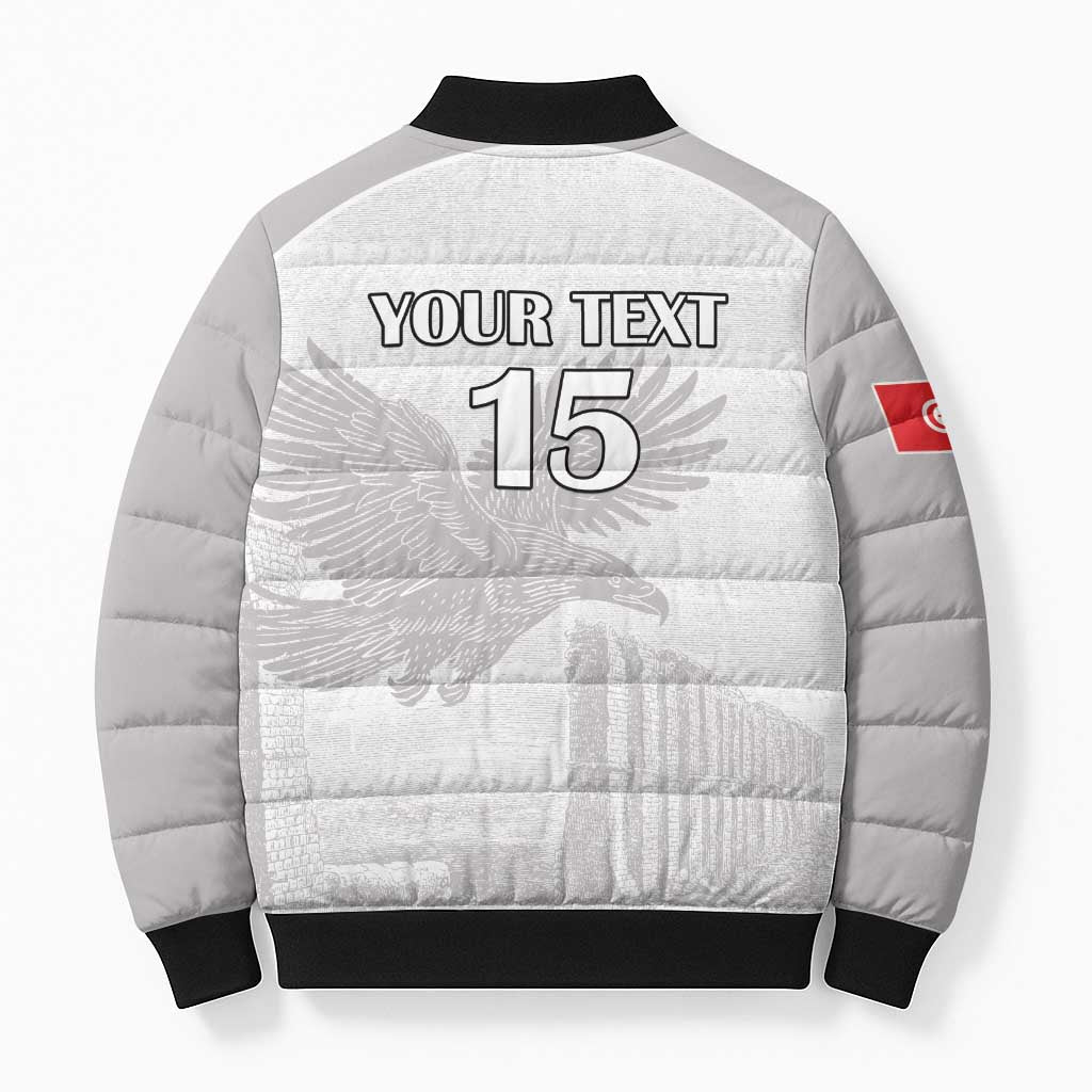 Custom Tunisia Football Bomber Puffer Jacket White Eagles of Carthage - Wonder Print Shop