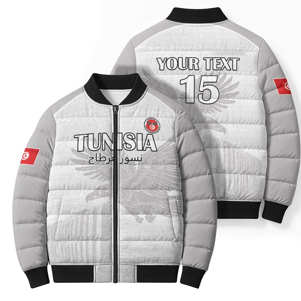 Custom Tunisia Football Bomber Puffer Jacket White Eagles of Carthage - Wonder Print Shop