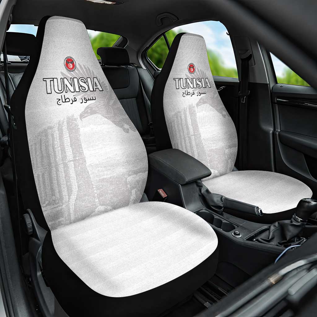 Tunisia Football Car Seat Cover White Eagles of Carthage - Wonder Print Shop