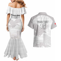 Custom Tunisia Football Couples Matching Mermaid Dress and Hawaiian Shirt White Eagles of Carthage - Wonder Print Shop