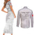 Custom Tunisia Football Couples Matching Short Sleeve Bodycon Dress and Long Sleeve Button Shirt White Eagles of Carthage - Wonder Print Shop