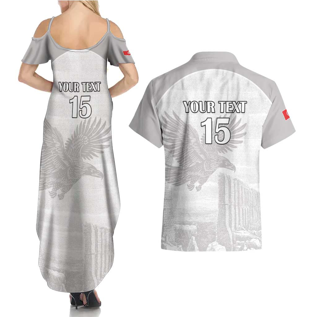Custom Tunisia Football Couples Matching Summer Maxi Dress and Hawaiian Shirt White Eagles of Carthage - Wonder Print Shop