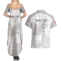 Custom Tunisia Football Couples Matching Summer Maxi Dress and Hawaiian Shirt White Eagles of Carthage - Wonder Print Shop