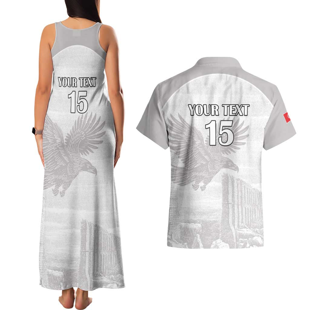 Custom Tunisia Football Couples Matching Tank Maxi Dress and Hawaiian Shirt White Eagles of Carthage - Wonder Print Shop