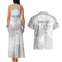 Custom Tunisia Football Couples Matching Tank Maxi Dress and Hawaiian Shirt White Eagles of Carthage - Wonder Print Shop