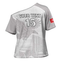 Custom Tunisia Football Cross Shoulder Shirt White Eagles of Carthage - Wonder Print Shop
