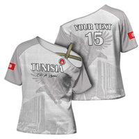 Custom Tunisia Football Cross Shoulder Shirt White Eagles of Carthage - Wonder Print Shop
