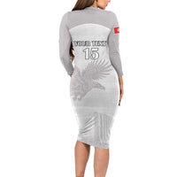 Custom Tunisia Football Family Matching Long Sleeve Bodycon Dress and Hawaiian Shirt White Eagles of Carthage - Wonder Print Shop