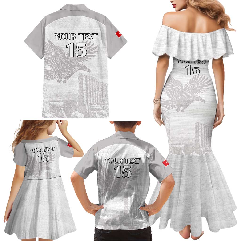 Custom Tunisia Football Family Matching Mermaid Dress and Hawaiian Shirt White Eagles of Carthage - Wonder Print Shop