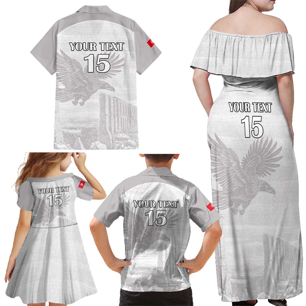 Custom Tunisia Football Family Matching Off Shoulder Maxi Dress and Hawaiian Shirt White Eagles of Carthage - Wonder Print Shop