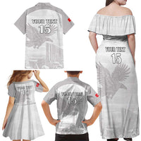 Custom Tunisia Football Family Matching Off Shoulder Maxi Dress and Hawaiian Shirt White Eagles of Carthage - Wonder Print Shop