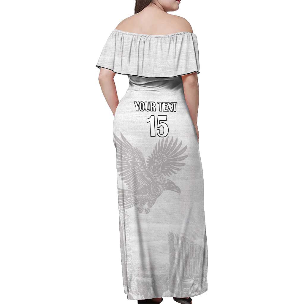 Custom Tunisia Football Family Matching Off Shoulder Maxi Dress and Hawaiian Shirt White Eagles of Carthage - Wonder Print Shop