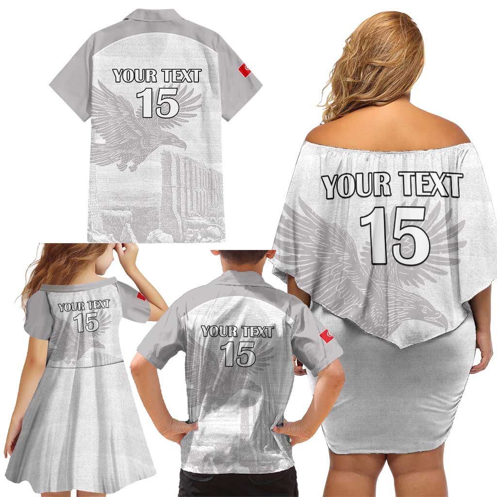 Custom Tunisia Football Family Matching Off Shoulder Short Dress and Hawaiian Shirt White Eagles of Carthage - Wonder Print Shop