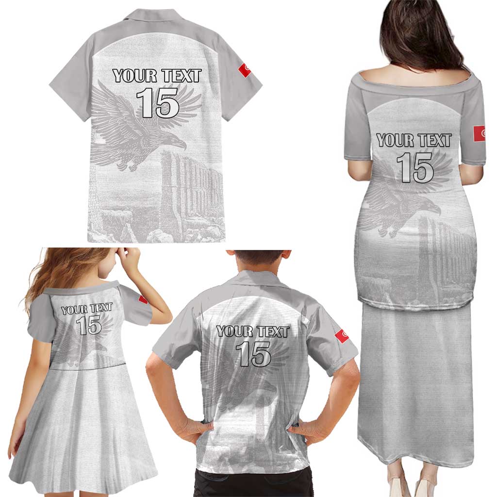 Custom Tunisia Football Family Matching Puletasi and Hawaiian Shirt White Eagles of Carthage - Wonder Print Shop