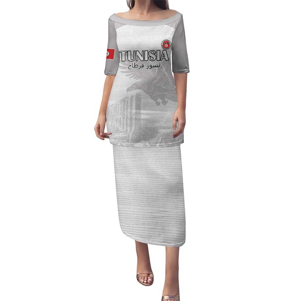 Custom Tunisia Football Family Matching Puletasi and Hawaiian Shirt White Eagles of Carthage - Wonder Print Shop