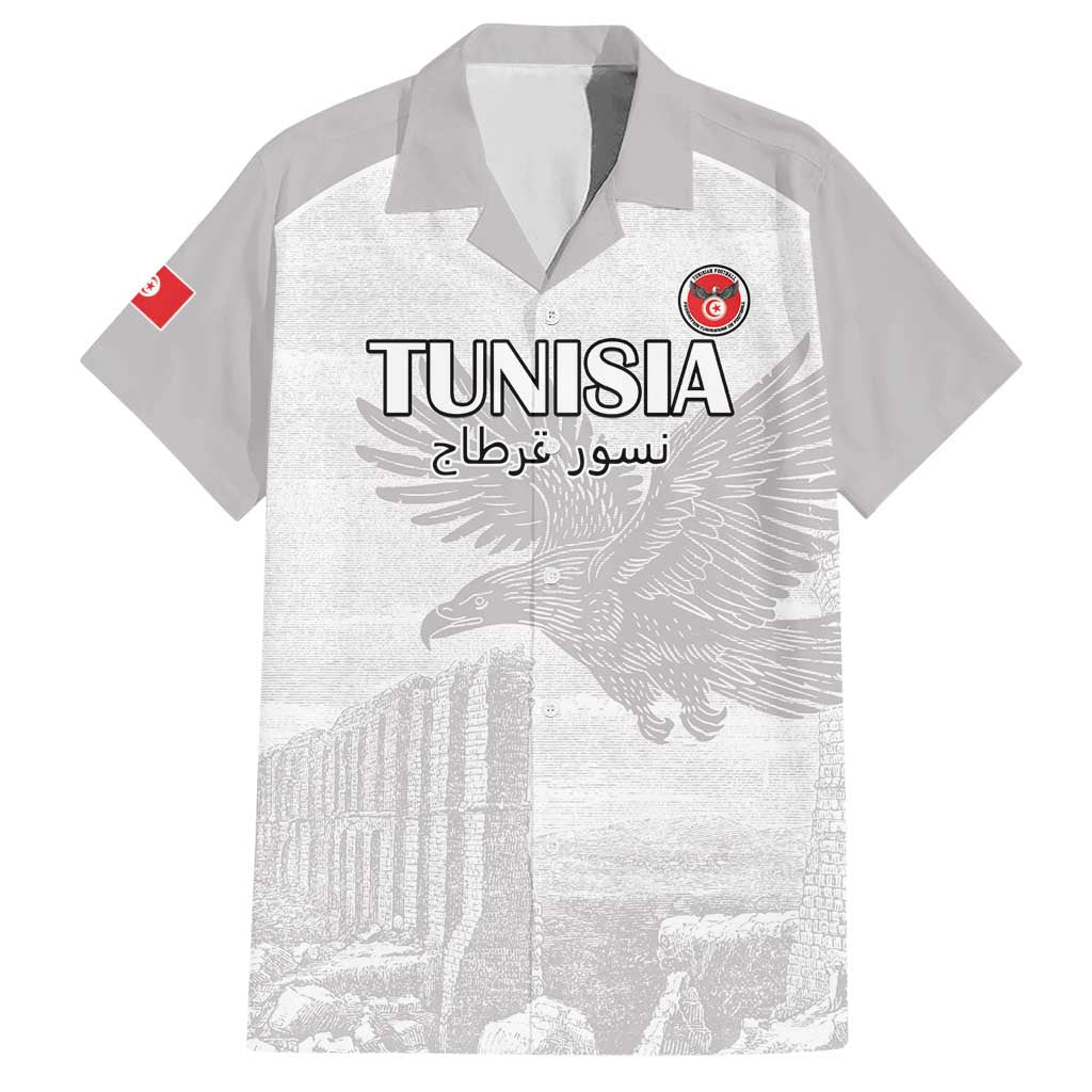 Custom Tunisia Football Family Matching Short Sleeve Bodycon Dress and Hawaiian Shirt White Eagles of Carthage - Wonder Print Shop