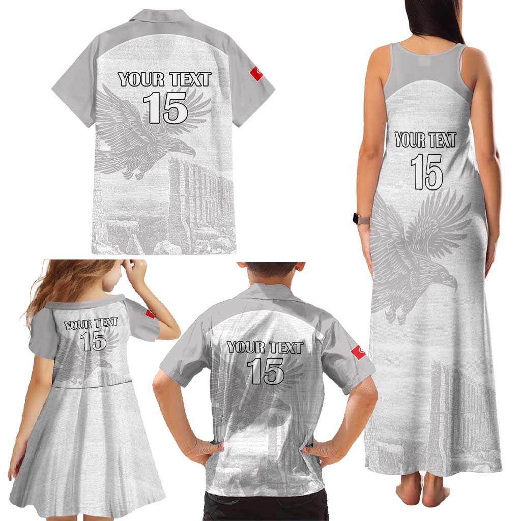 Custom Tunisia Football Family Matching Tank Maxi Dress and Hawaiian Shirt White Eagles of Carthage - Wonder Print Shop