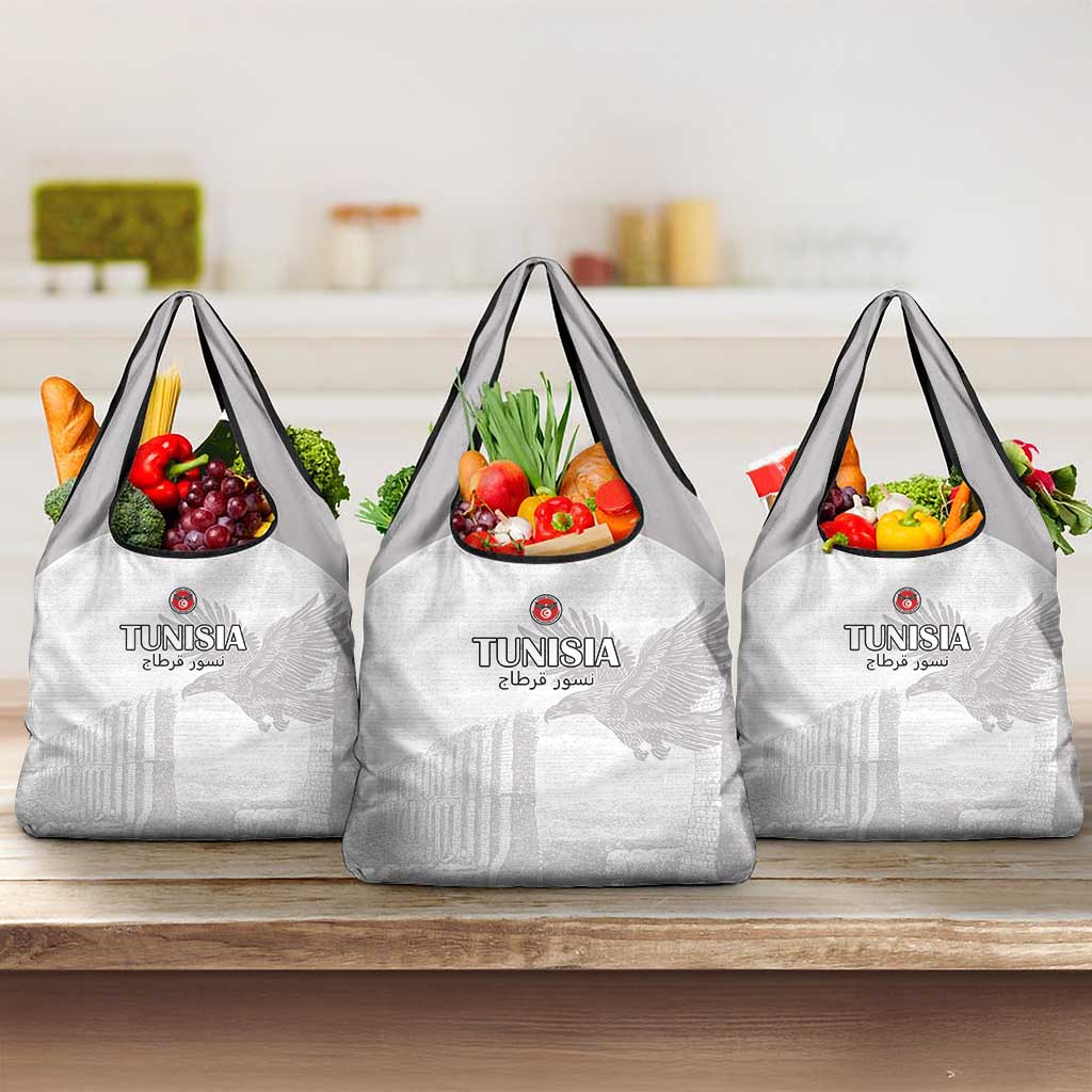 Tunisia Football Grocery Bag White Eagles of Carthage - Wonder Print Shop