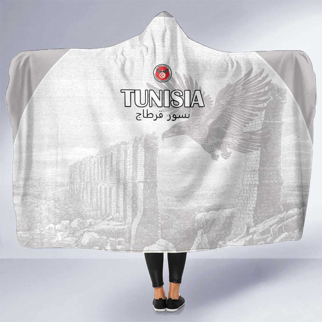 Tunisia Football Hooded Blanket White Eagles of Carthage - Wonder Print Shop