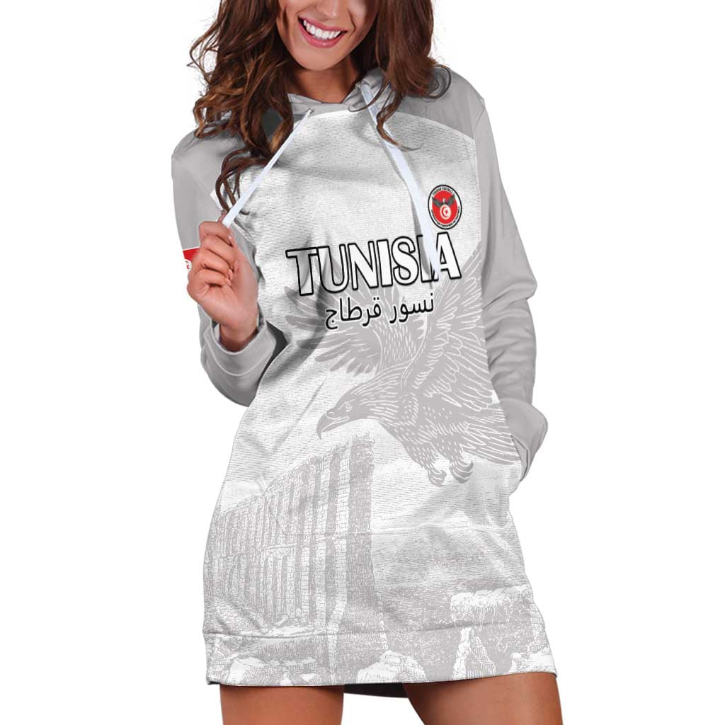 Custom Tunisia Football Hoodie Dress White Eagles of Carthage - Wonder Print Shop