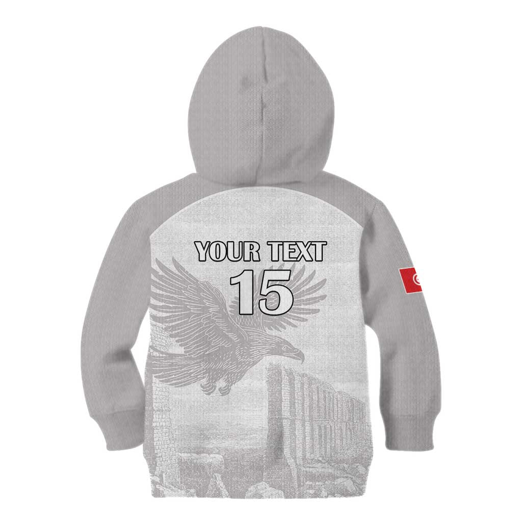 Custom Tunisia Football Kid Hoodie White Eagles of Carthage - Wonder Print Shop