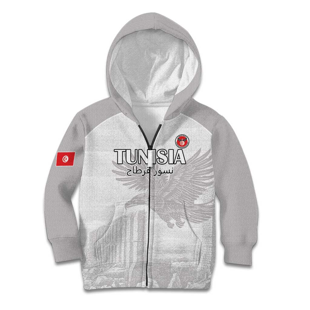 Custom Tunisia Football Kid Hoodie White Eagles of Carthage - Wonder Print Shop
