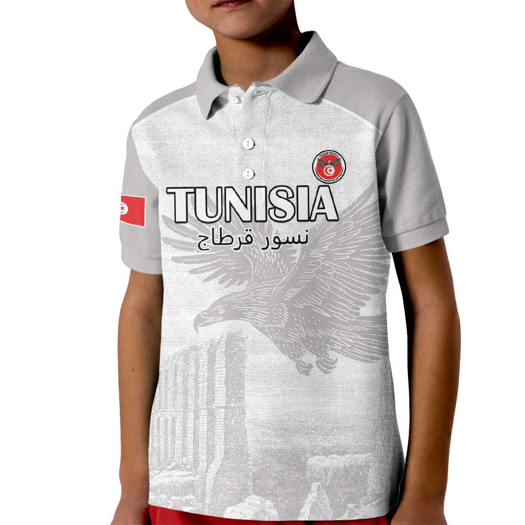 Custom Tunisia Football Kid Polo Shirt White Eagles of Carthage - Wonder Print Shop