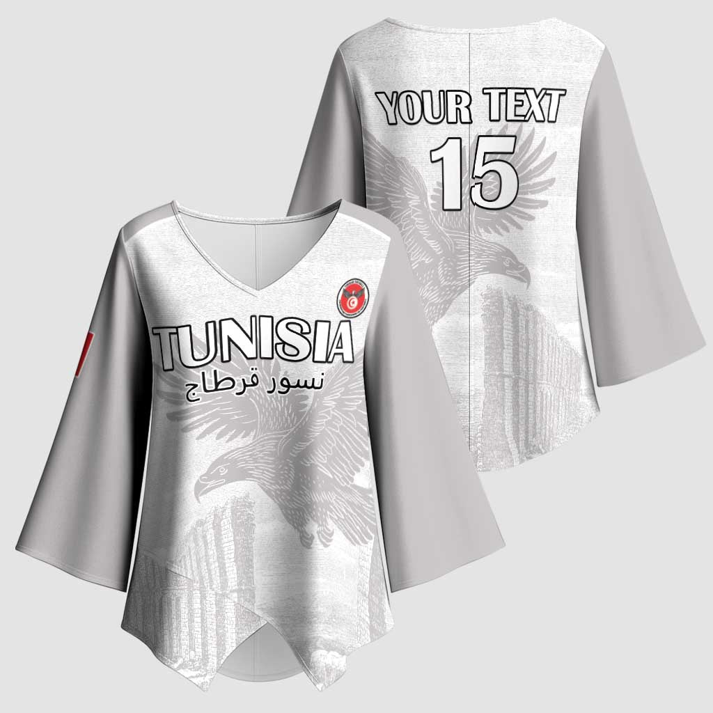 Custom Tunisia Football Kimono Sleeve Blouse White Eagles of Carthage - Wonder Print Shop