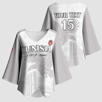 Custom Tunisia Football Kimono Sleeve Blouse White Eagles of Carthage - Wonder Print Shop
