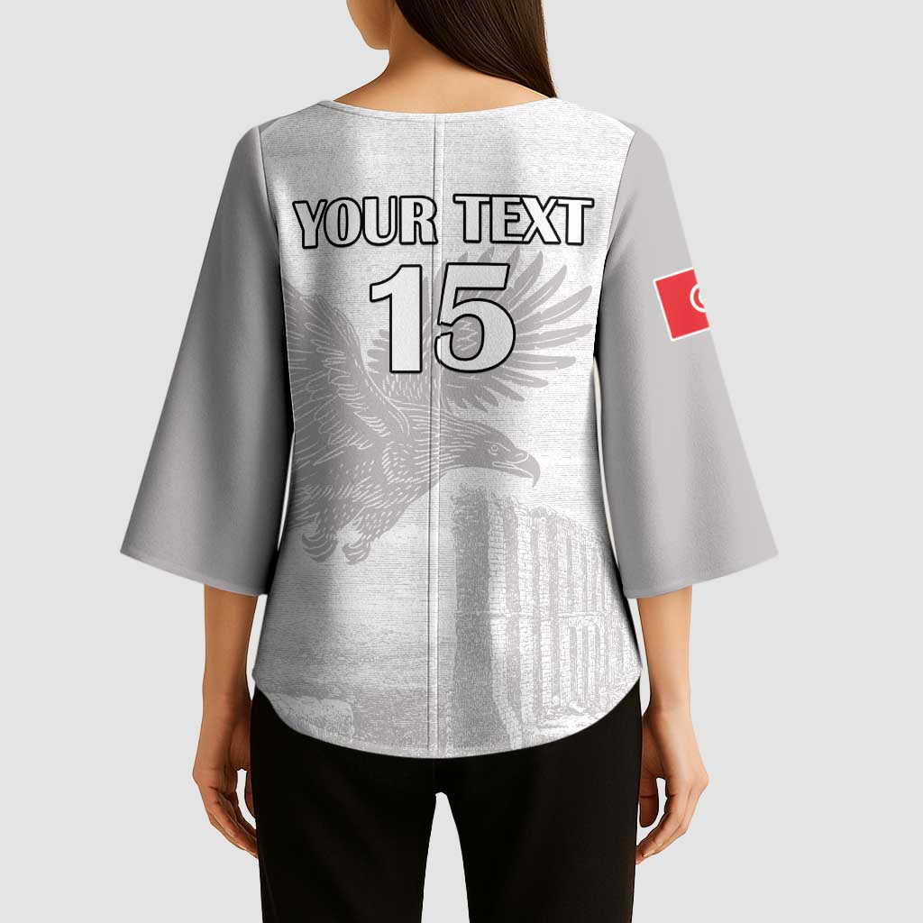 Custom Tunisia Football Kimono Sleeve Blouse White Eagles of Carthage - Wonder Print Shop