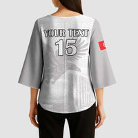 Custom Tunisia Football Kimono Sleeve Blouse White Eagles of Carthage - Wonder Print Shop