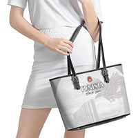 Tunisia Football Leather Tote Bag White Eagles of Carthage - Wonder Print Shop