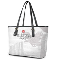 Tunisia Football Leather Tote Bag White Eagles of Carthage - Wonder Print Shop