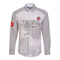 Custom Tunisia Football Long Sleeve Button Shirt White Eagles of Carthage - Wonder Print Shop