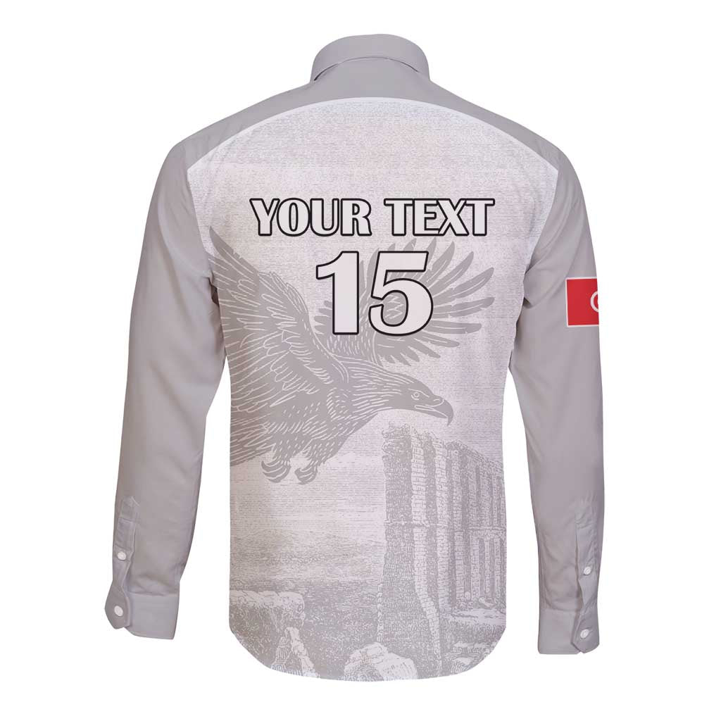 Custom Tunisia Football Long Sleeve Button Shirt White Eagles of Carthage - Wonder Print Shop