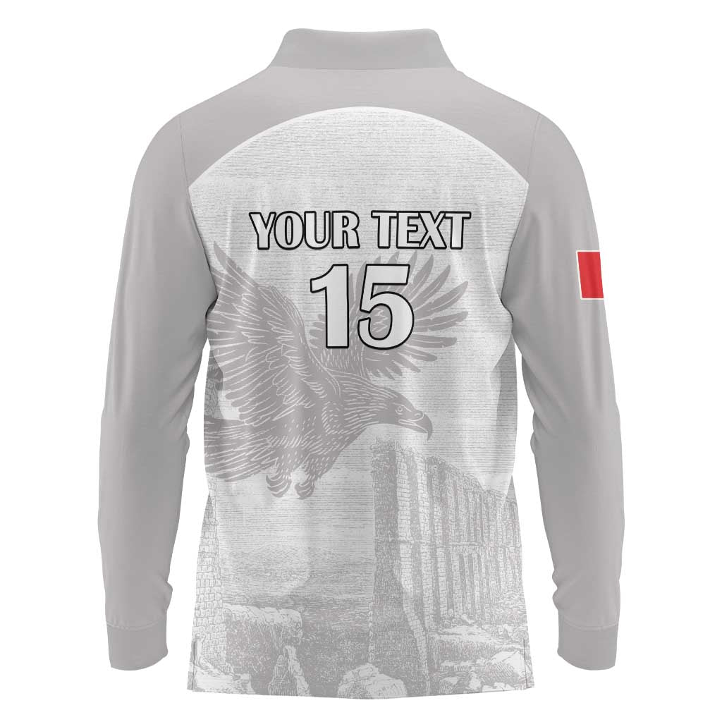 Custom Tunisia Football Long Sleeve Polo Shirt White Eagles of Carthage - Wonder Print Shop
