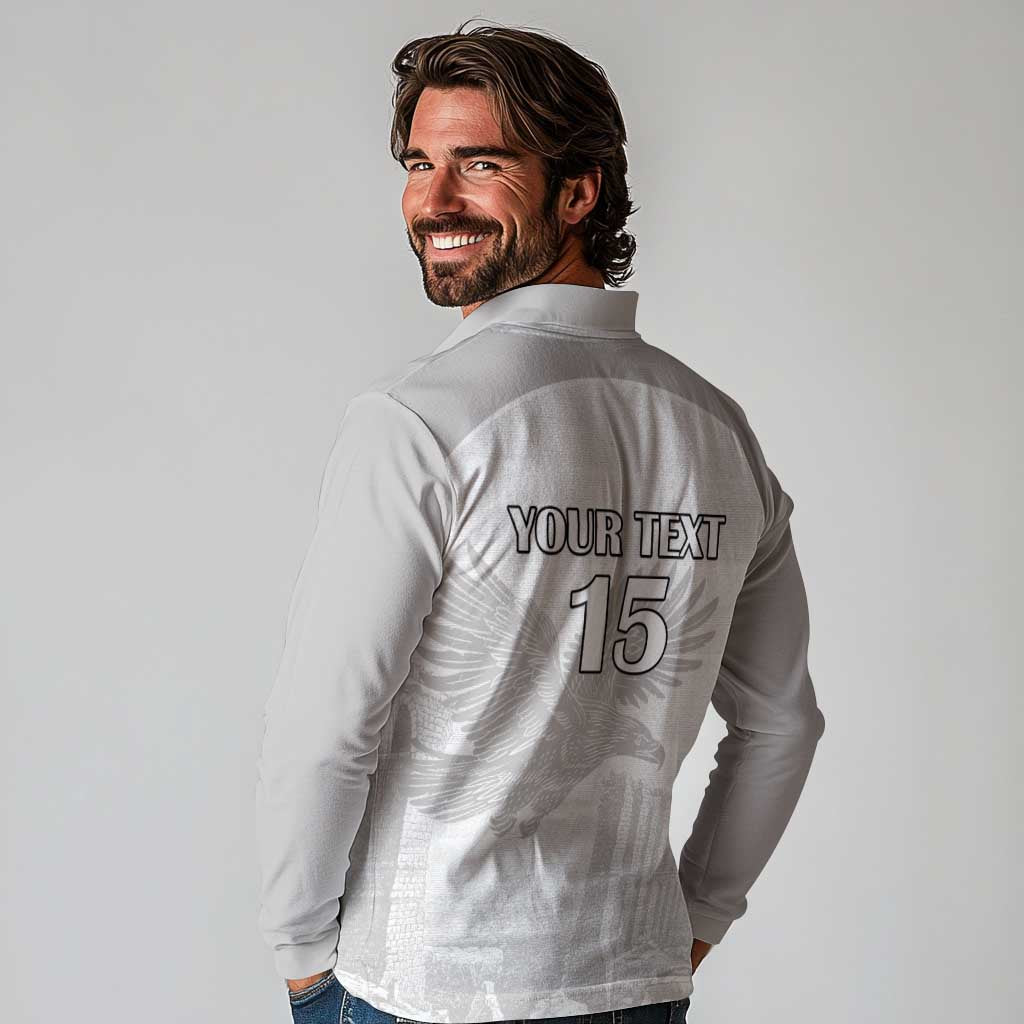 Custom Tunisia Football Long Sleeve Polo Shirt White Eagles of Carthage - Wonder Print Shop