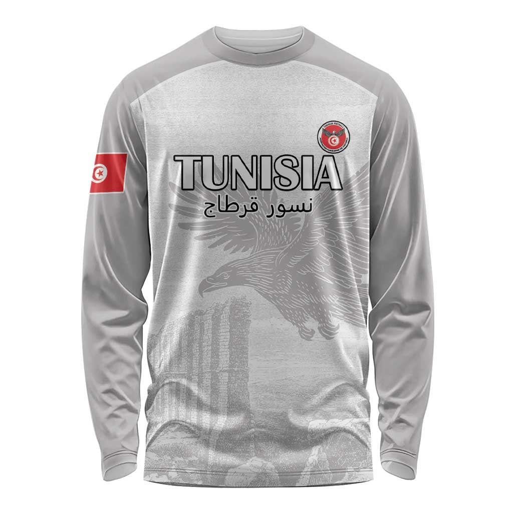 Custom Tunisia Football Long Sleeve Shirt White Eagles of Carthage - Wonder Print Shop