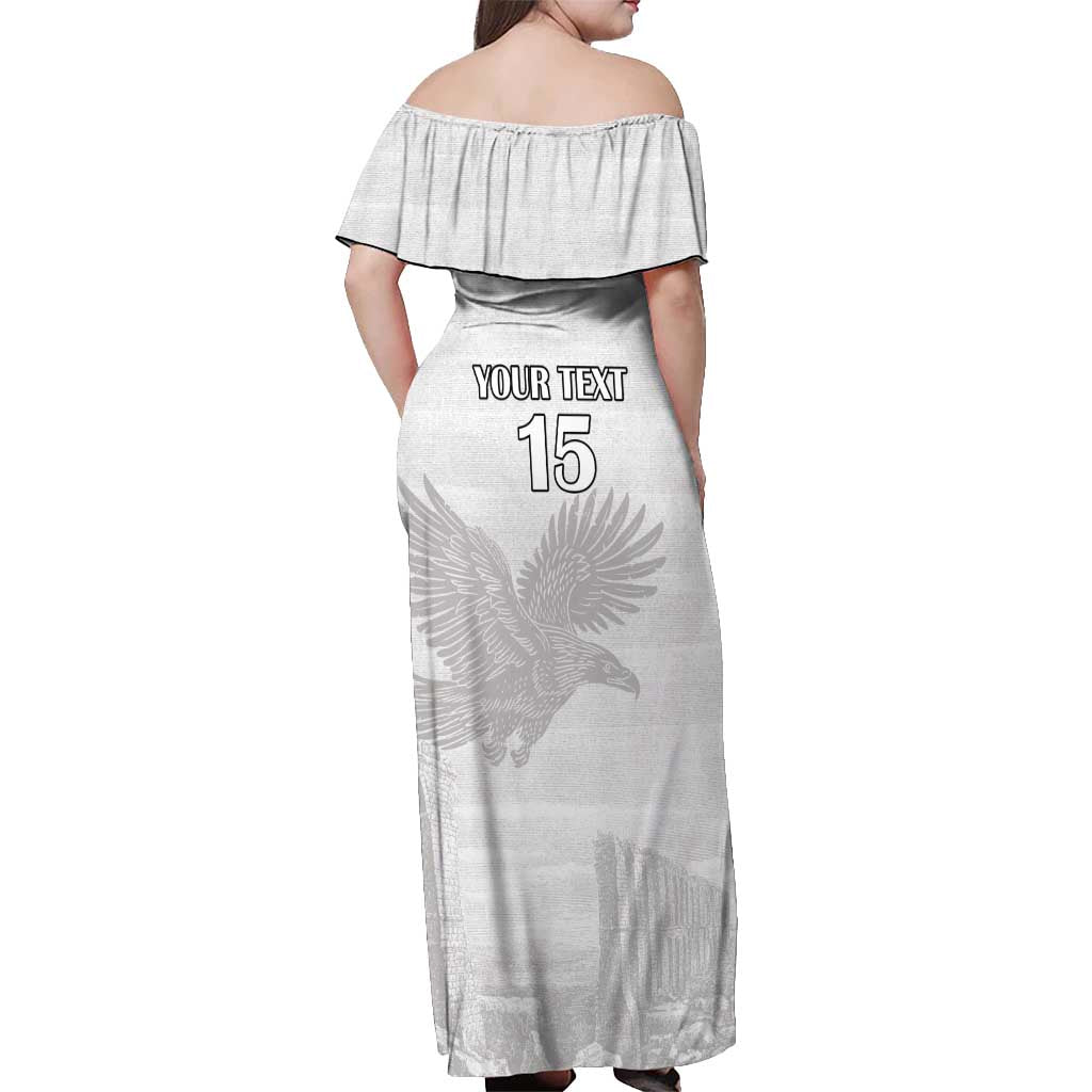 Custom Tunisia Football Off Shoulder Maxi Dress White Eagles of Carthage - Wonder Print Shop