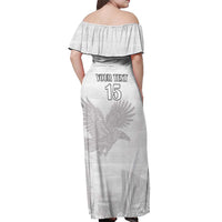 Custom Tunisia Football Off Shoulder Maxi Dress White Eagles of Carthage - Wonder Print Shop