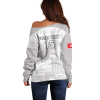 Custom Tunisia Football Off Shoulder Sweater White Eagles of Carthage - Wonder Print Shop