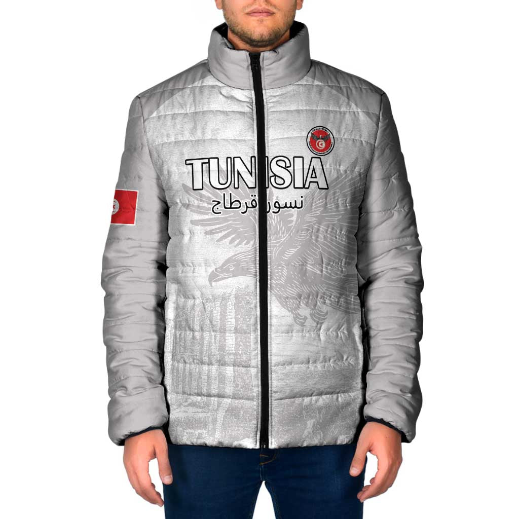 Custom Tunisia Football Padded Jacket White Eagles of Carthage - Wonder Print Shop