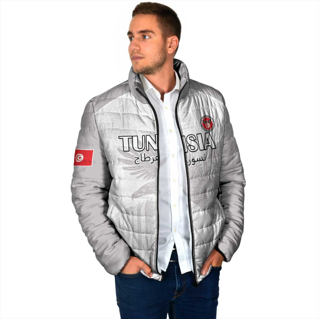 Custom Tunisia Football Padded Jacket White Eagles of Carthage - Wonder Print Shop