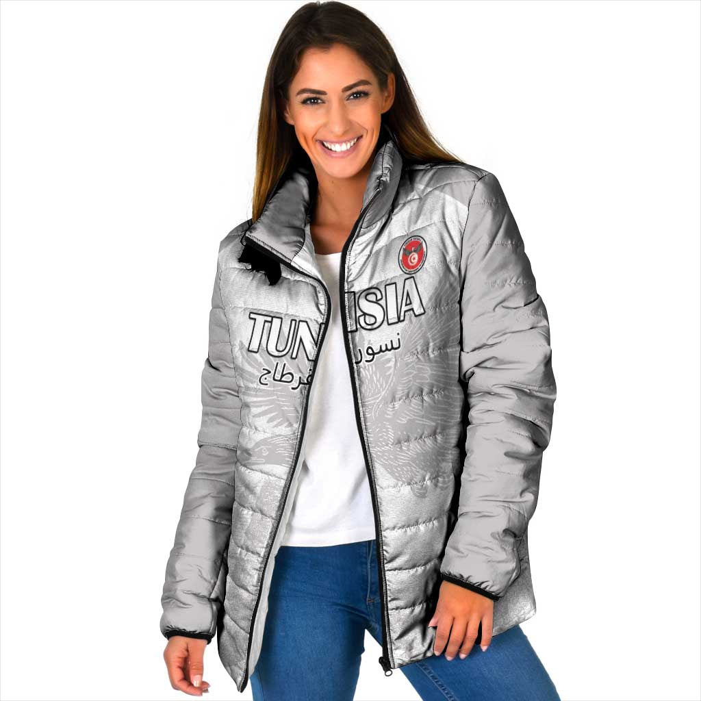 Custom Tunisia Football Padded Jacket White Eagles of Carthage - Wonder Print Shop
