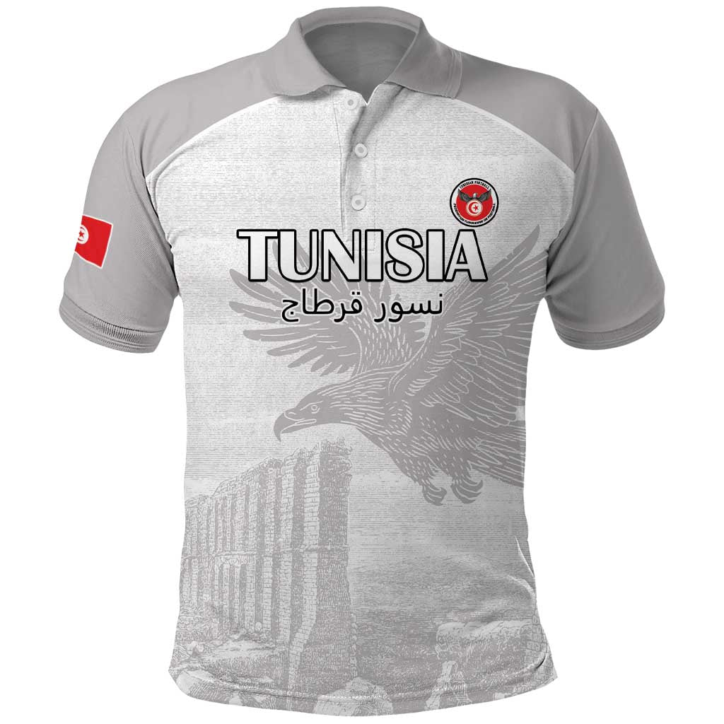 Custom Tunisia Football Polo Shirt White Eagles of Carthage - Wonder Print Shop