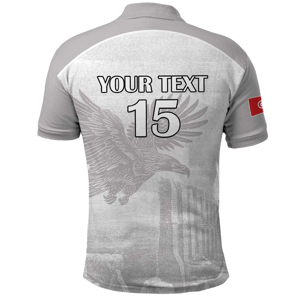 Custom Tunisia Football Polo Shirt White Eagles of Carthage - Wonder Print Shop