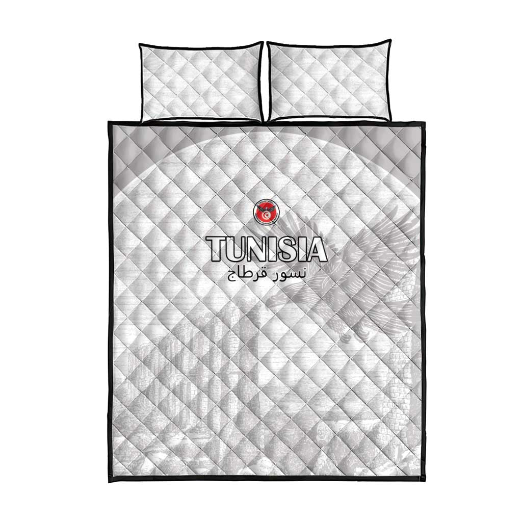 Tunisia Football Quilt Bed Set White Eagles of Carthage - Wonder Print Shop
