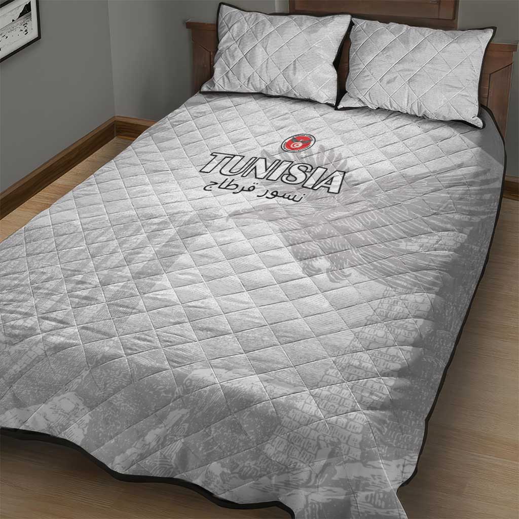 Tunisia Football Quilt Bed Set White Eagles of Carthage - Wonder Print Shop