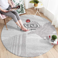 Tunisia Football Round Carpet White Eagles of Carthage - Wonder Print Shop
